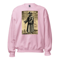 Plague Doctor 1334 design on unisex crewneck sweater, front view