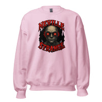 Neville Strange Future Corpses design on unisex crewneck sweater, front view