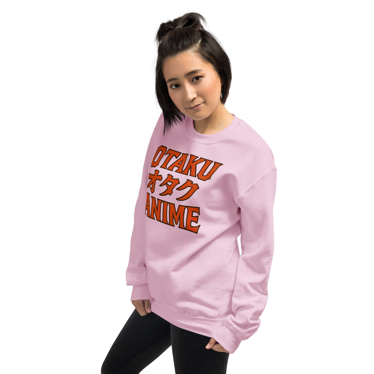 Otaku オタク Anime design on unisex crewneck sweater, left-front view