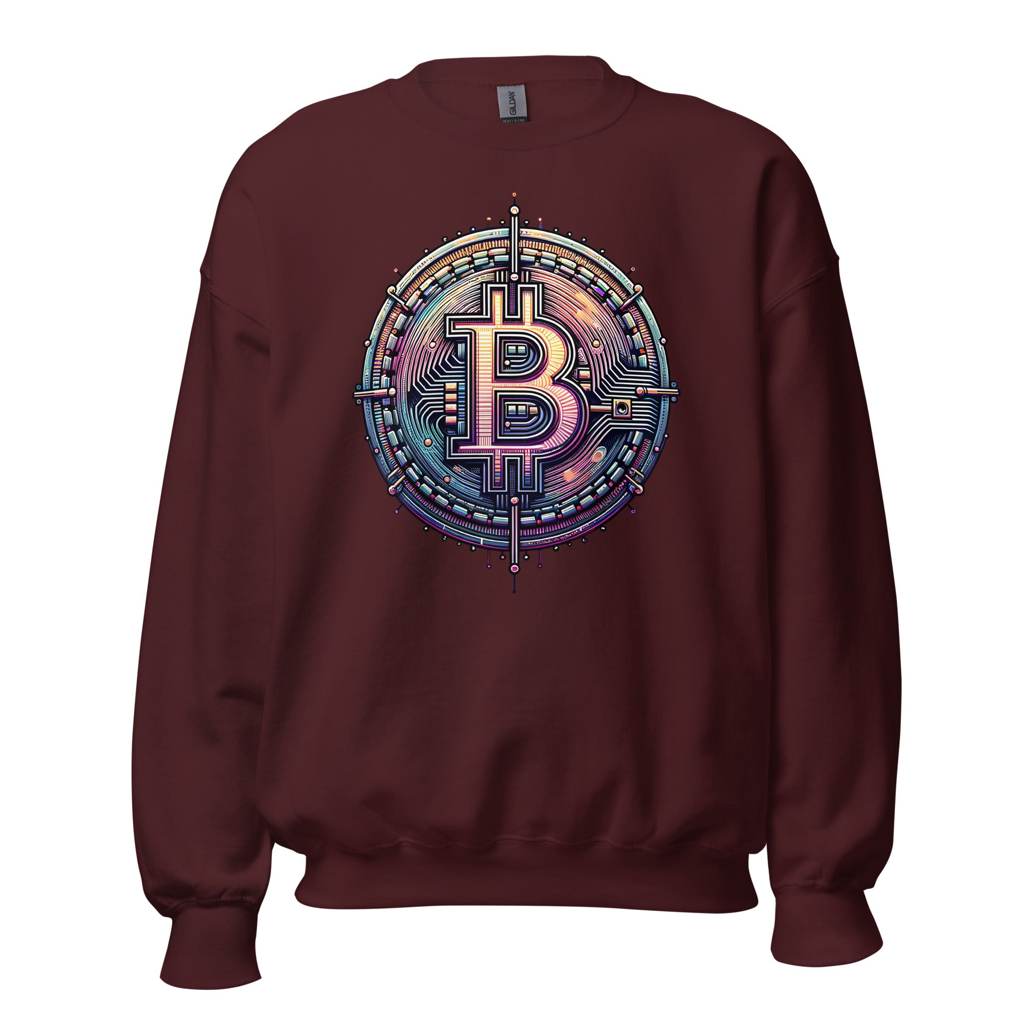 Futuristic Wired Bitcoin BTC Digital Crypto Sweatshirt Long Sleeve Pullover