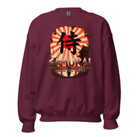 Samurai Honor 侍 design on unisex crewneck sweater, front view
