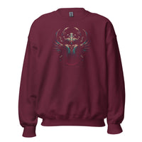Ancient Egyptian Scarab Beetle design on unisex crewneck sweater, front view