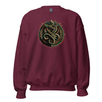 Egyptian Ouroboros Snake design on unisex crewneck sweater, front view