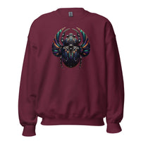 Mechanical Scarab Beetle design on unisex crewneck sweater, front view