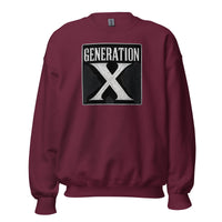 Generation X design on unisex crewneck sweater, front view