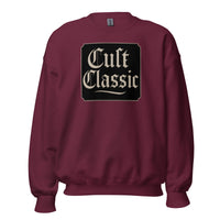 Cult Classic design on unisex crewneck sweater, front view