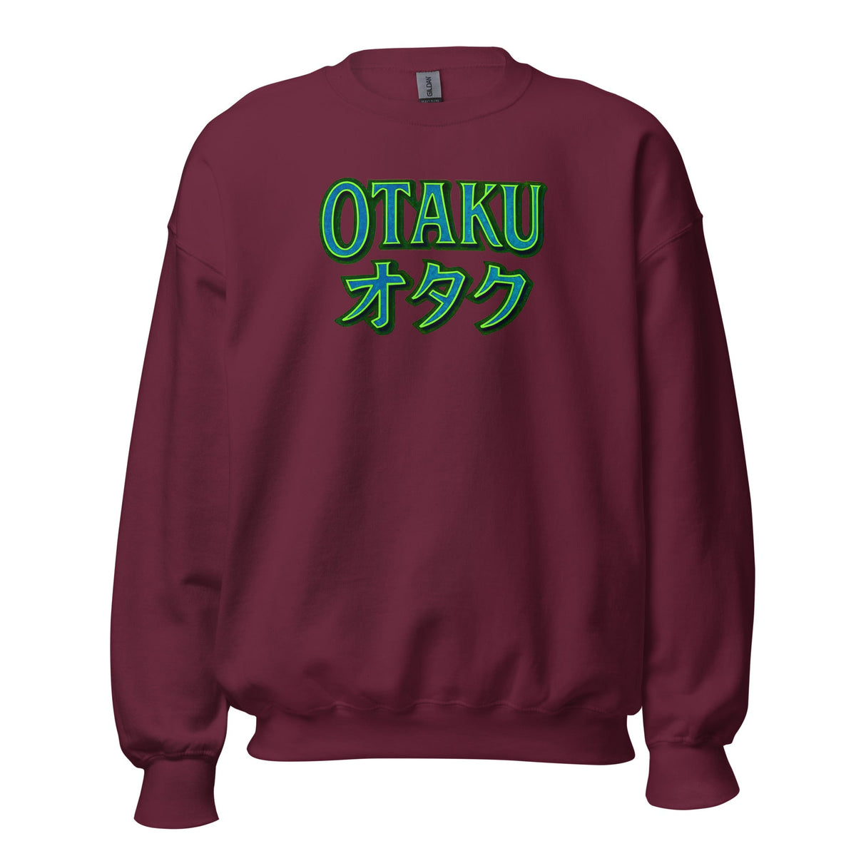 Otaku オタク design on unisex crewneck sweater, front view