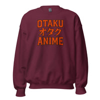 Otaku オタク Anime design on unisex crewneck sweater, front view
