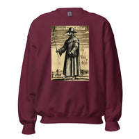 Plague Doctor 1334 design on unisex crewneck sweater, front view