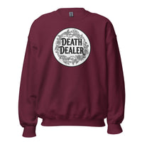 Death Dealer design on unisex crewneck sweater, front view