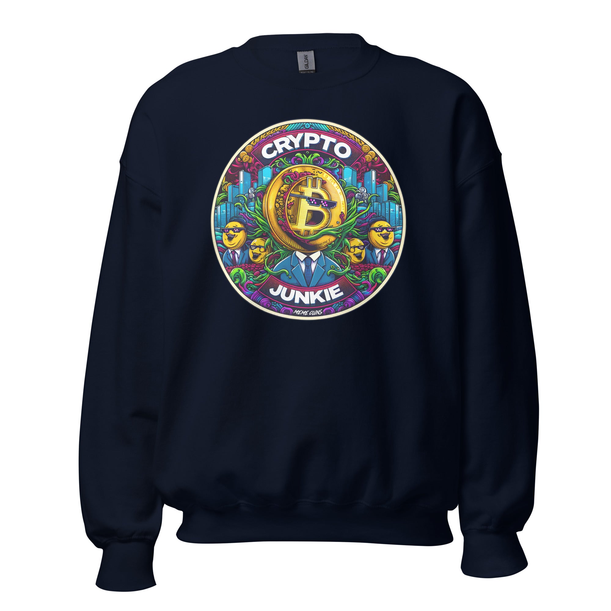 Meme Coins Rule! Crypto Junkie Bitcoin Altcoins Long Sleeve Pullover Sweatshirt