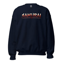 Samurai Wordmark design on unisex crewneck sweater, front view