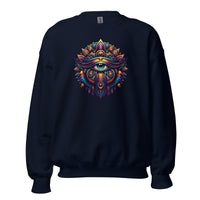 Great Eye All-Seeing Symbol design on unisex crewneck sweater, front view