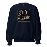 Cult Classic design on unisex crewneck sweater, front view