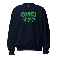 Otaku オタク design on unisex crewneck sweater, front view