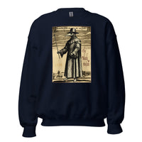 Plague Doctor 1334 design on unisex crewneck sweater, front view