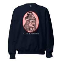 Vlad the Impaler design on unisex crewneck sweater, front view