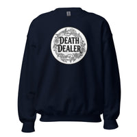 Death Dealer design on unisex crewneck sweater, front view