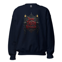 Dark Truth Revealed design on unisex crewneck sweater, front view