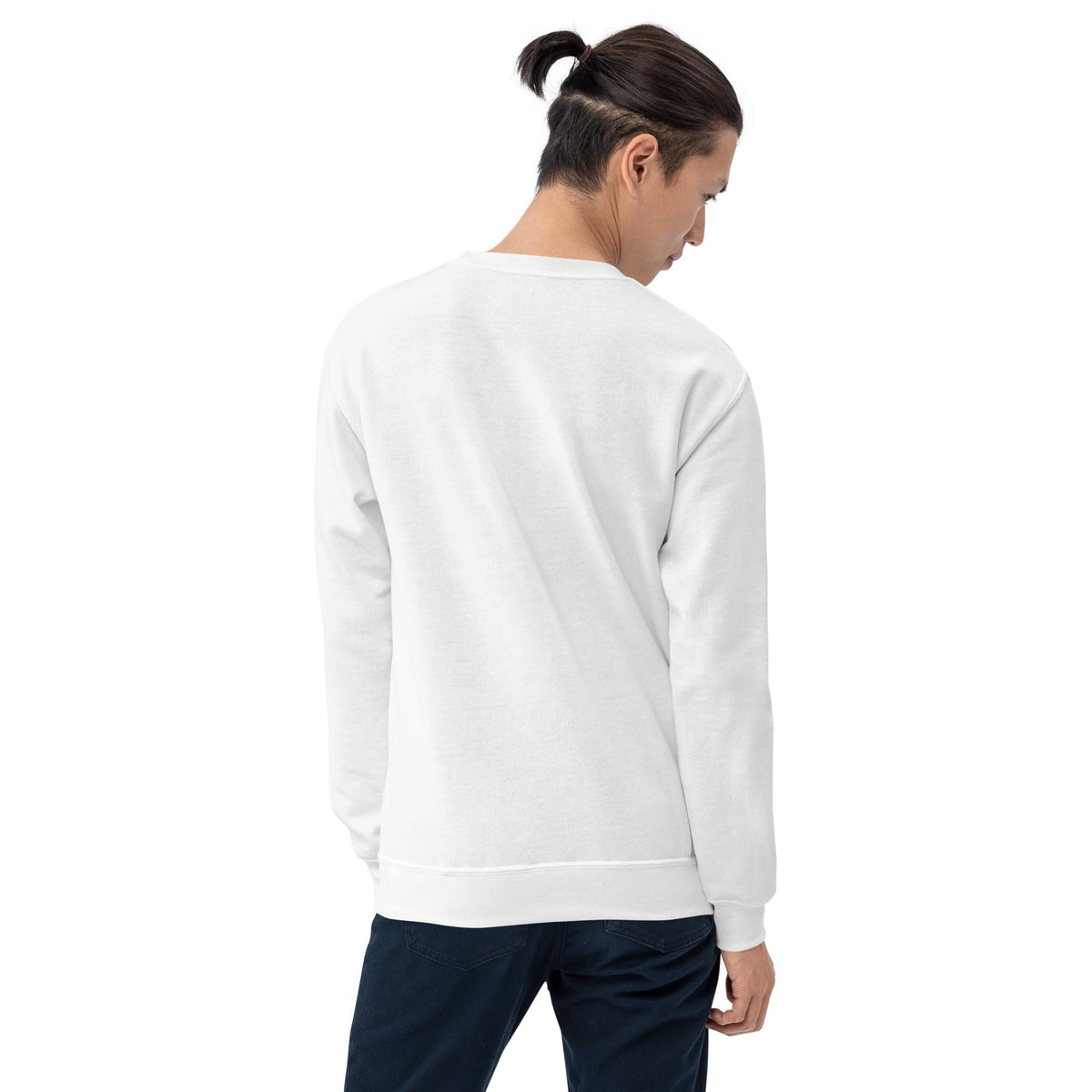 Unisex crewneck sweater, back view
