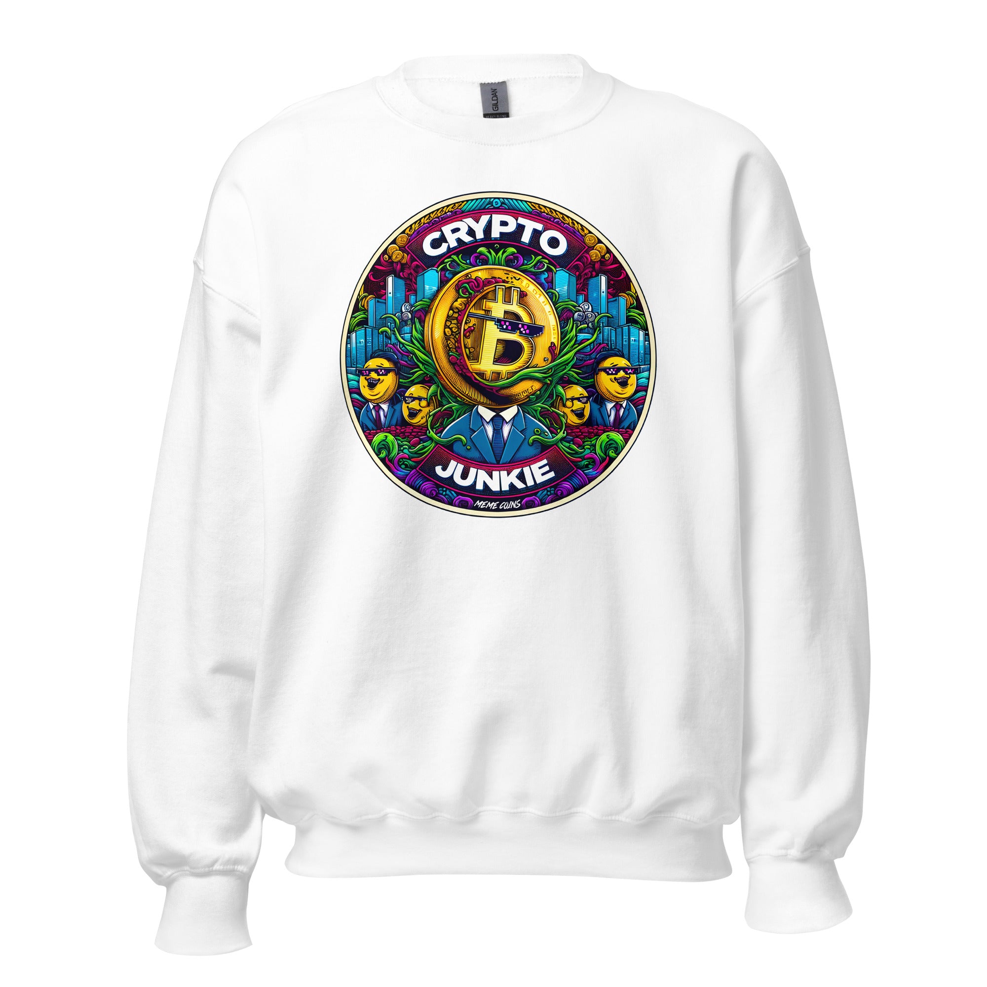 Meme Coins Rule! Crypto Junkie Bitcoin Altcoins Long Sleeve Pullover Sweatshirt