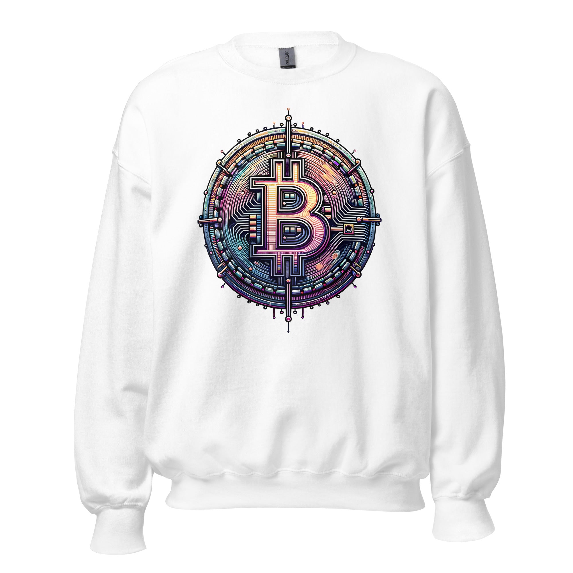 Futuristic Wired Bitcoin BTC Digital Crypto Sweatshirt Long Sleeve Pullover