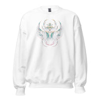 Ancient Egyptian Scarab Beetle design on unisex crewneck sweater, front view