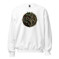 Egyptian Ouroboros Snake design on unisex crewneck sweater, front view