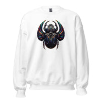 Mechanical Scarab Beetle design on unisex crewneck sweater, front view