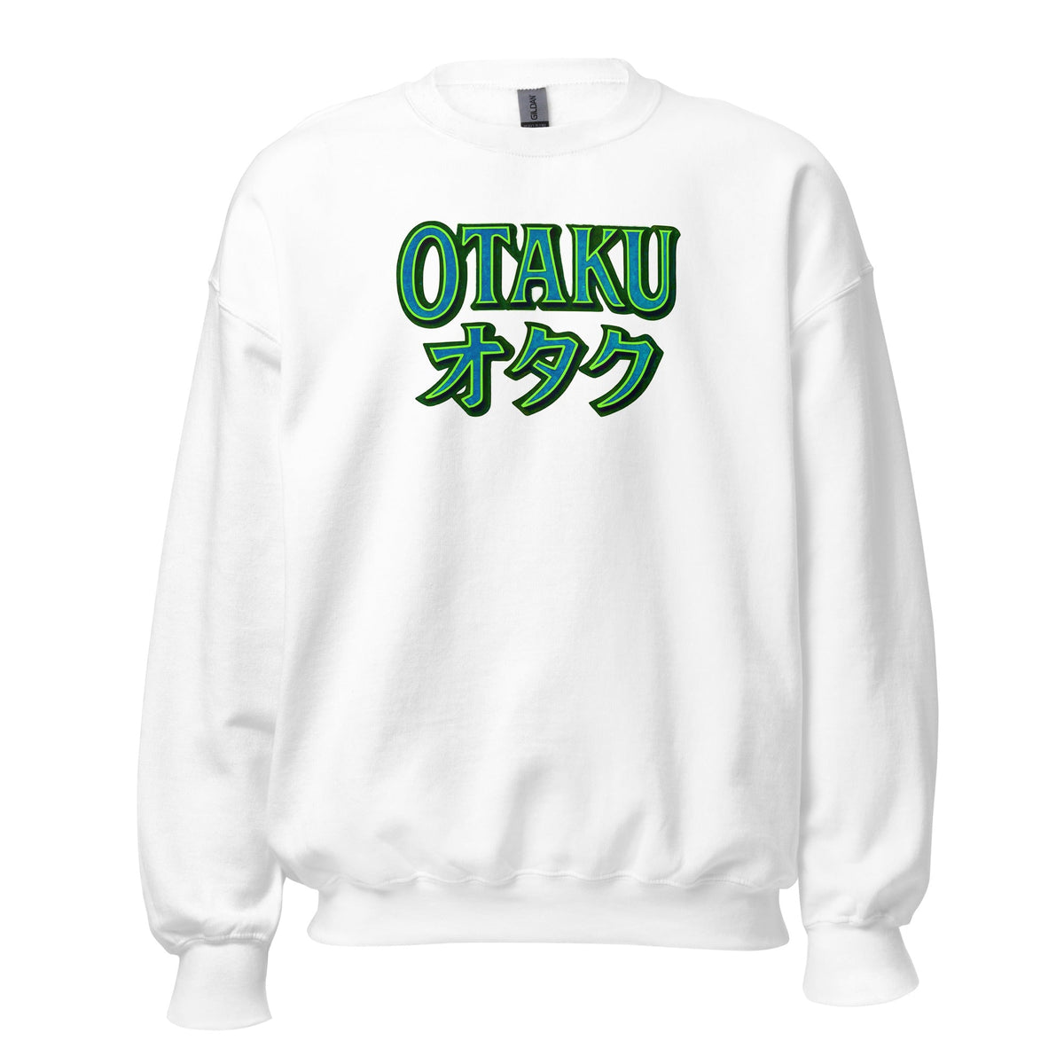 Otaku オタク design on unisex crewneck sweater, front view