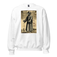 Plague Doctor 1334 design on unisex crewneck sweater, front view