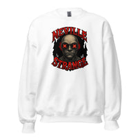 Neville Strange Future Corpses design on unisex crewneck sweater, front view