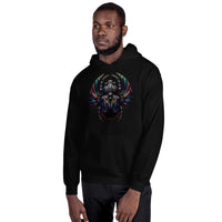 Mechanical Scarab Beetle design on unisex hoodie, front view