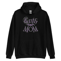Purple Goth Mom Bat design on unisex hoodie, front view