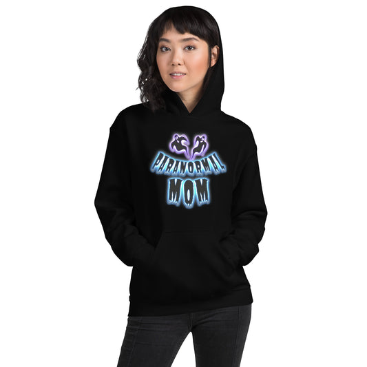 Paranormal Ghost Mom design on unisex hoodie, front view