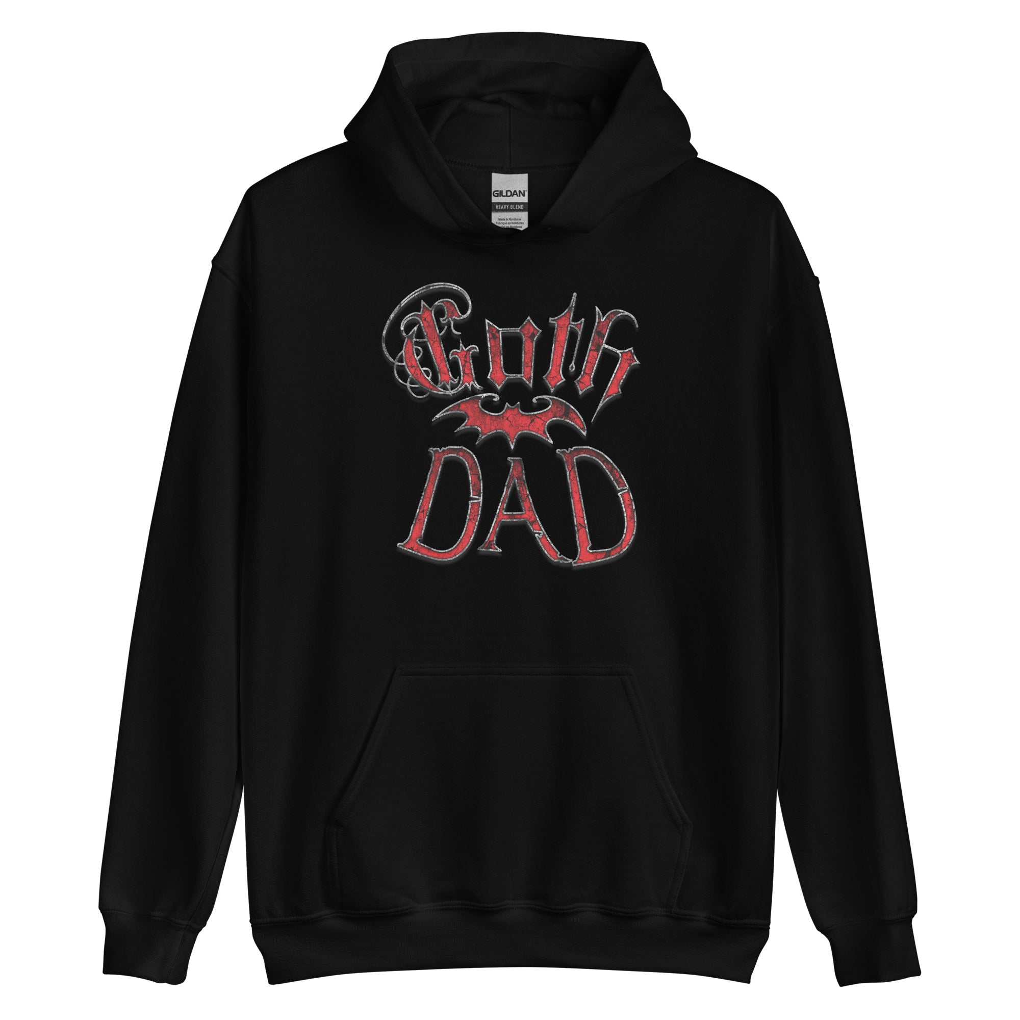 Red Goth Dad with Bat Father's Day Gift Pullover Hoodie Sweatshirt