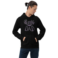 Purple Goth Dad Bat design on unisex hoodie, front view