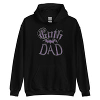 Purple Goth Dad Bat design on unisex hoodie, front view