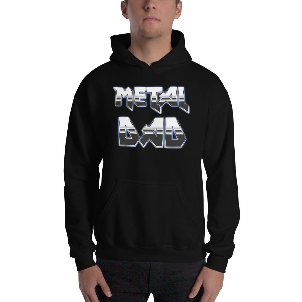 Metal Dad design on unisex hoodie, front view