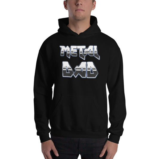 Metal Dad design on unisex hoodie, front view