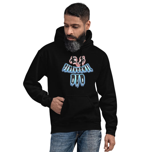 Paranormal Ghost Dad design on unisex hoodie, front view