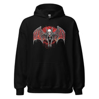 Blood Moon Vampire Bat design on unisex hoodie, front view