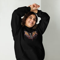 Vampire Bat Skeleton design on unisex hoodie, front view