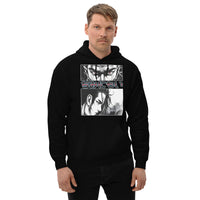 Anime Eyes Japanese Manga design on unisex hoodie, front view