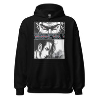 Anime Eyes Japanese Manga design on unisex hoodie, front view