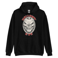 Grinning Skull Pumpkin design on unisex hoodie, front view