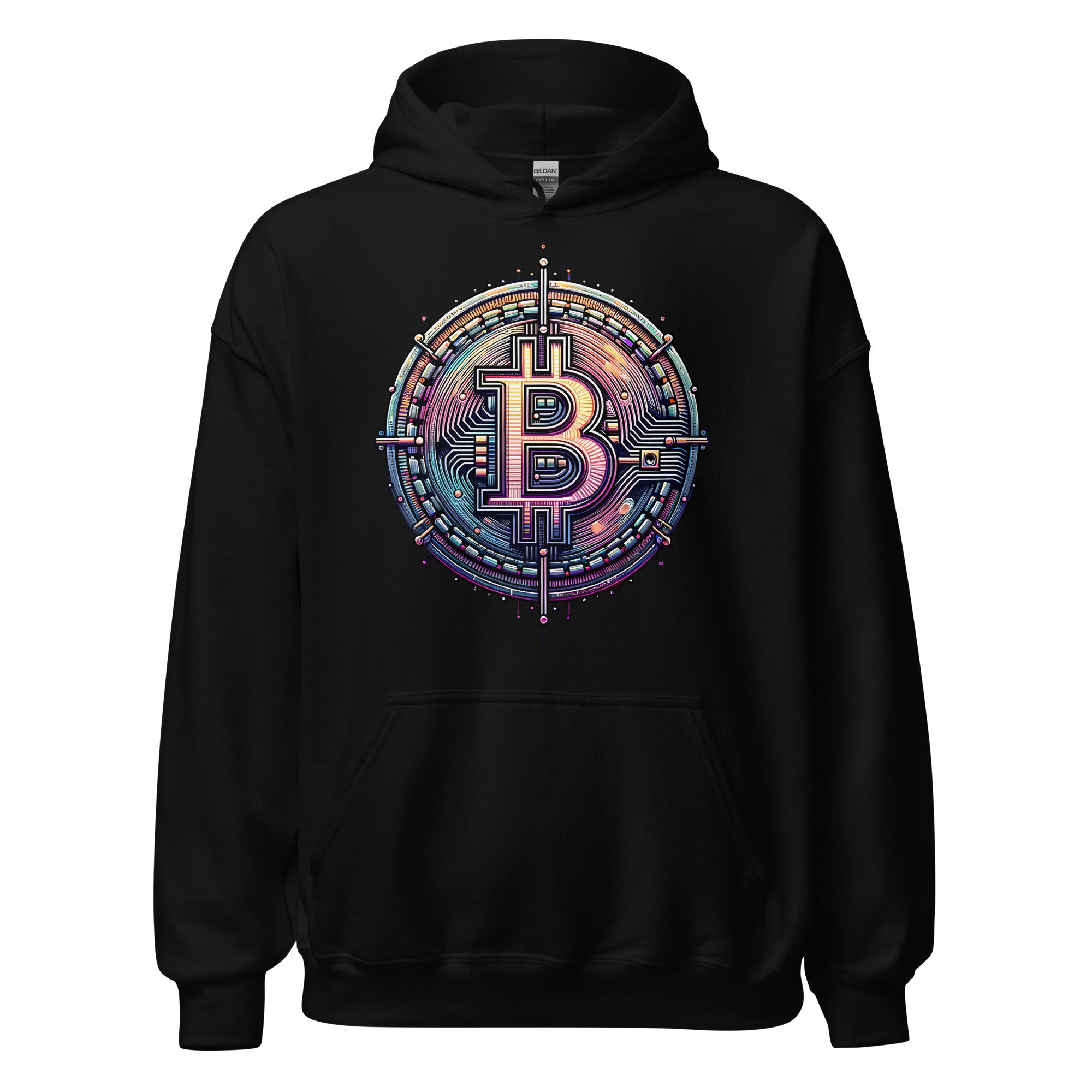 Futuristic Wired Bitcoin BTC Digital Crypto Pullover Hoodie Sweatshirt