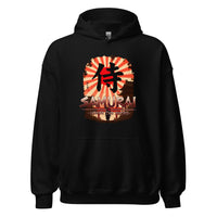 Samurai Warrior Honor the Sword design on unisex hoodie, front view