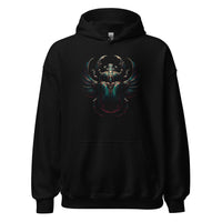 Ancient Egyptian Scarab Beetle design on unisex hoodie, front view