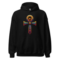 Key of Life Ankh design on unisex hoodie, front view
